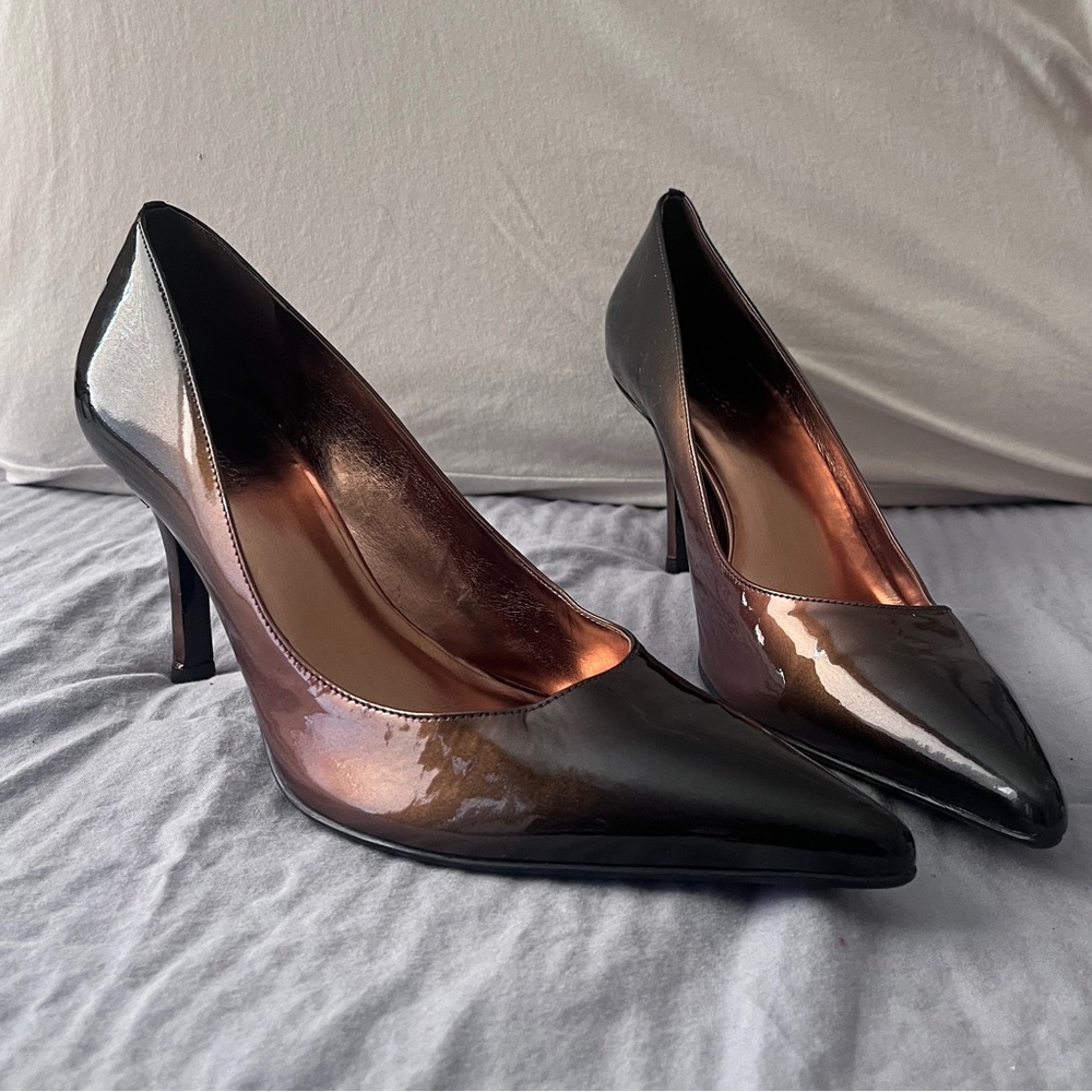 Ann Taylor Black and Brown Heels with Pointed Toe